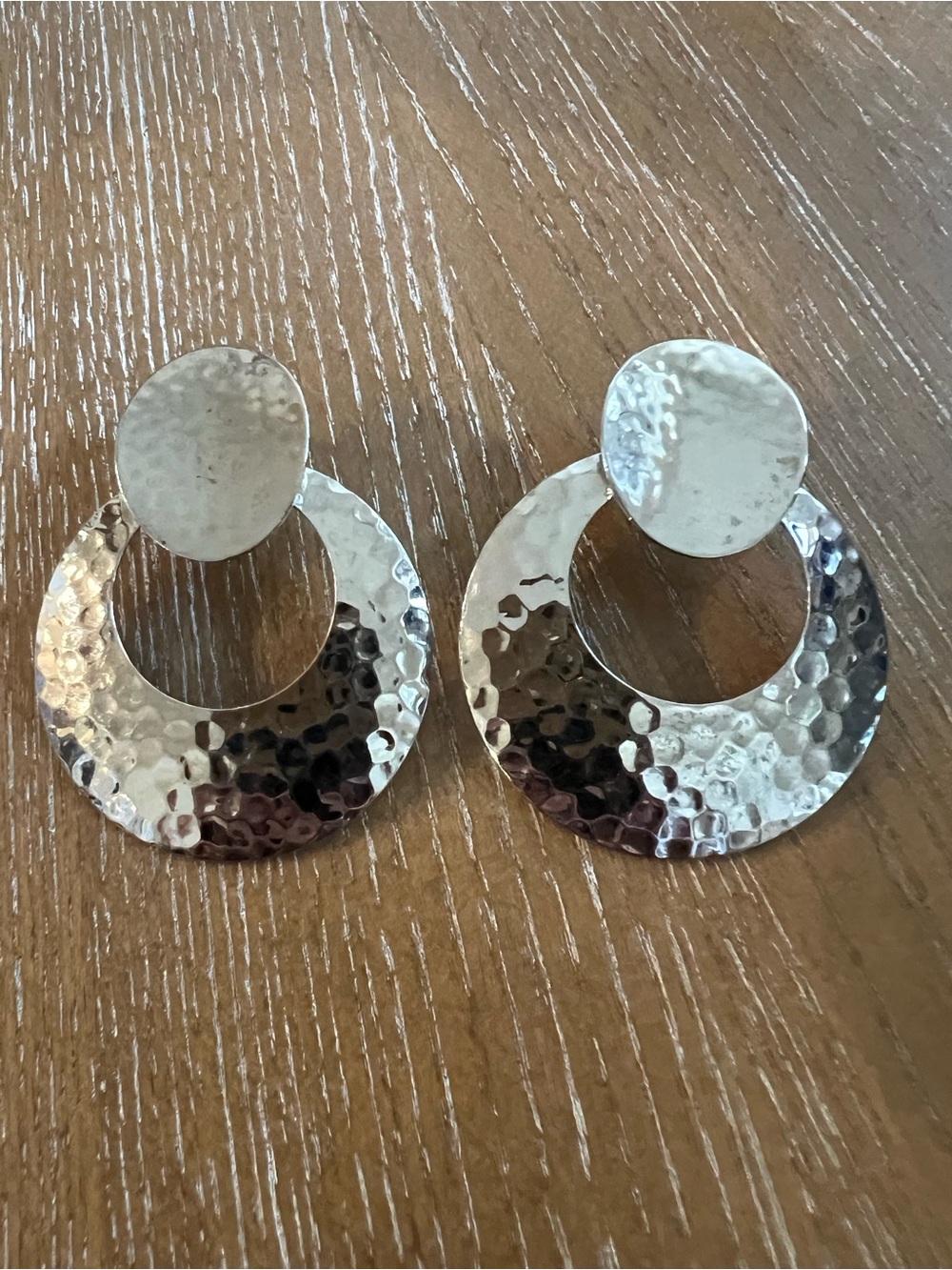Vintage Premiere Designs Hammered Silver-Tone Statement Earrings